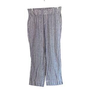 Briggs M Striped Linen Blend Pants Wide Leg Blue White Coastal Beachy‎ Nautical